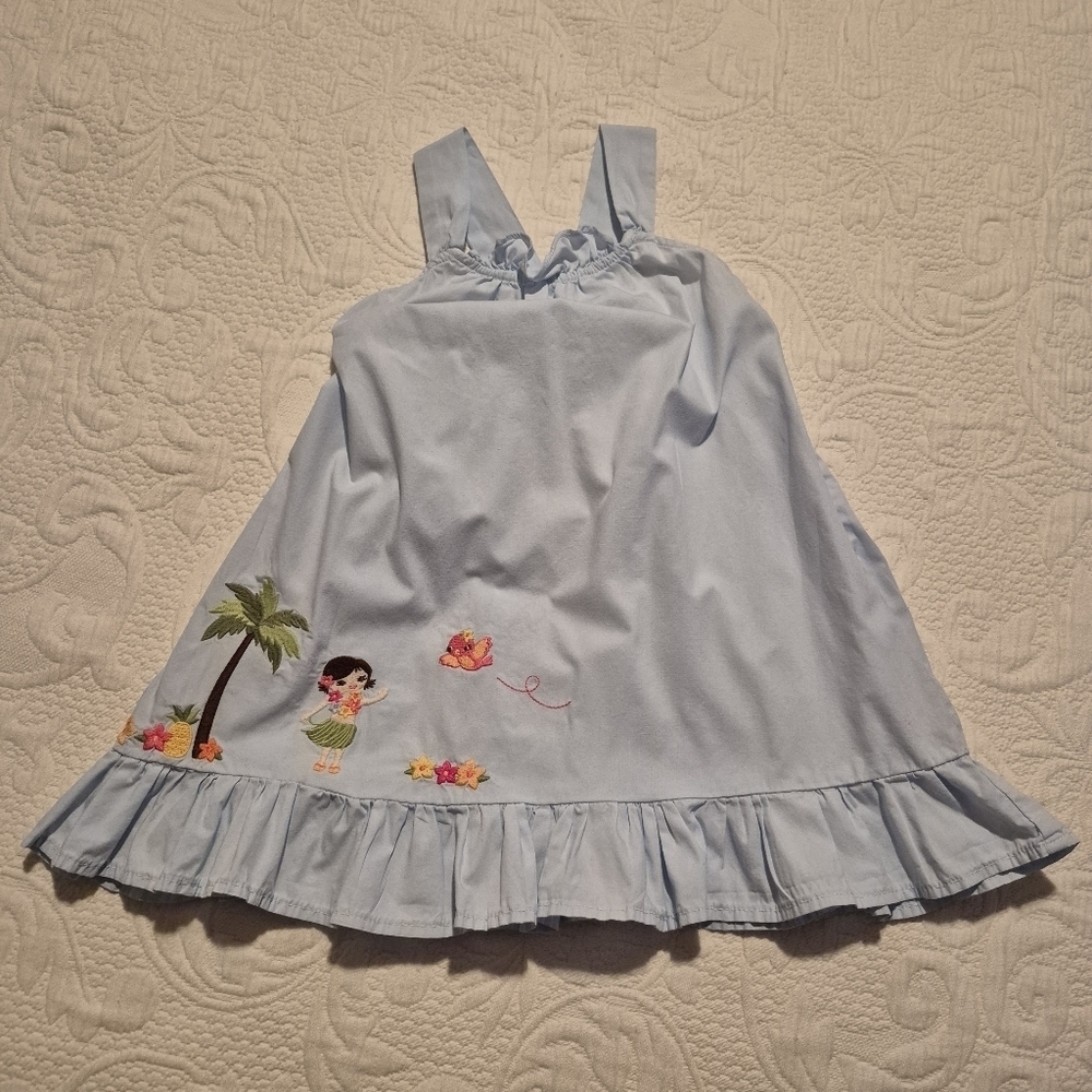 Gymboree Outlet girls size 4T light blue sleeveless dress with embroidered VGUC